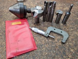 Assorted Engineering Tools, Indexable Cutters, Lathe Centre, & More