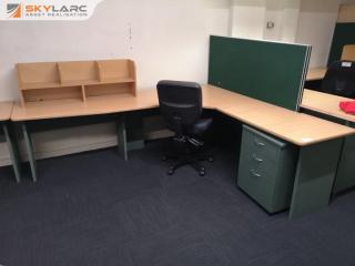 Office L-Shaped Corner Desk w/ Chair, Desktop Shelf, Mobile Drawer Unit