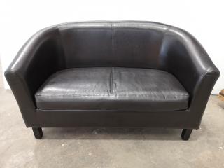 Black Vinyl 2-Seater Sofa