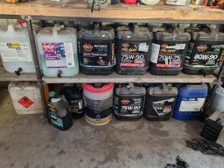 20L & 5L Jugs of Motor Oil, Cooling, Degreasers, Cleaners, & More