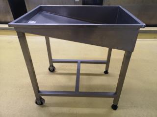 Angled Stainless Steel Mobile Food Processing Bench