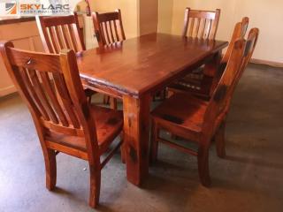 Solid Timber Dinning Room Table w/ 6x Matching Chairs