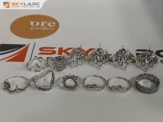 12x Assorted Sterling Silver Stylish Rings