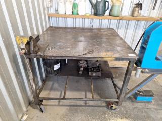 Large Mobile Steel Workbench with Vice