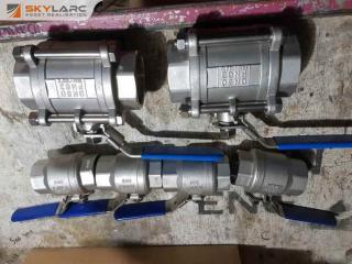 6 x New Stainless Ball Valves