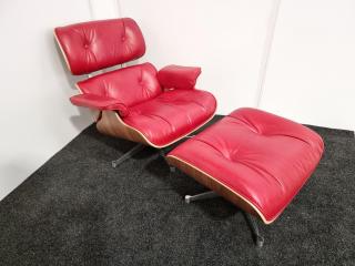 Eames Style Lounge Chair and Ottoman  - Leather