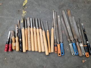 Assorted Metal Files & Wood Chisels