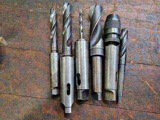 Assorted Morse Taper Drills, Adapters, & Drill Chuck