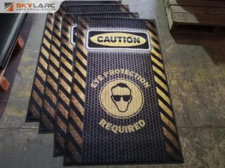 4x Carpeted Eye Protection Required Industrial Grade Floor Mats