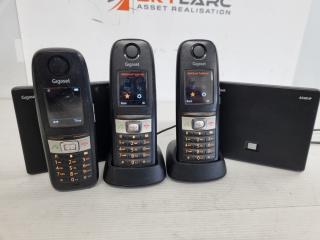 3x Gigaset DECT E630HX Cordless Phones w/ 2x A540IP Base Stations