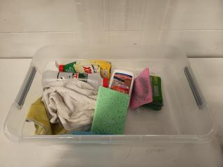 Plastic Container With Cleaning Supplies