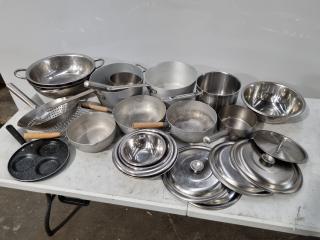 Stainless Steel & Aluninium Commercial Pots, Pans, Strainers