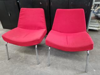 2x Red Reception or Lounge Chairs