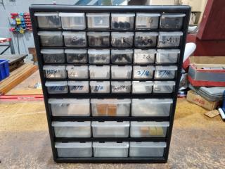 Plastic Drawer Cabinet w/ Assorted Drill Thread Tap Bits