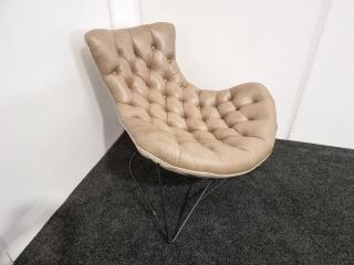 Sessel Style Curved Lounge Chair  - Leather