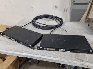 2x Dynamix Fibre Optic Patch Panel / Splicing Trays w/ Fibre Cable