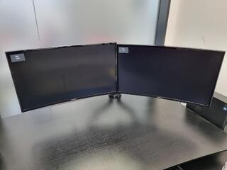 2x Samsung 27" Curved LED Monitors w/ Dual Monitor Desk Stand