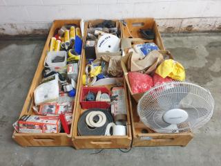 Three Bins of Assorted Industrial Sundries