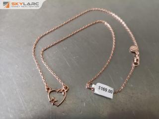 Sterling Silver Rose Gold Vermel Heart Necklace