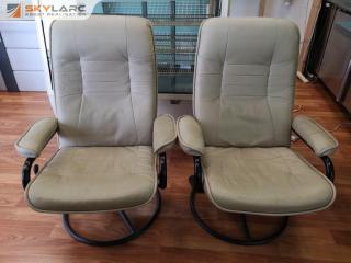 2x Retro Vintage Vinyl Reclining Arm Chairs