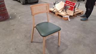 Formica Cafe Table with 2 n Metal Green Chairs 