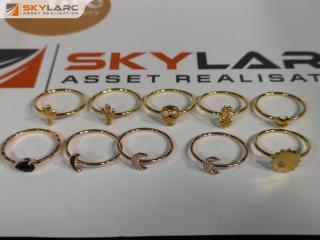 10x Assorted Kirsten Ash Stamped Rings, Gold Vermel Varieties