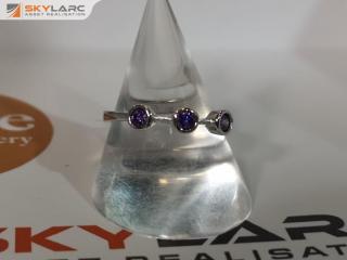 Tripple Round Brilliant Stack Ring | Amethyst Purple | MJJ for ORE