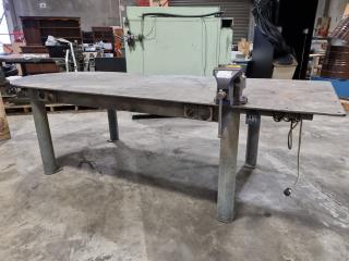 Heavy Steel Workbench Table w/ Vice & Electrical & Air Connections