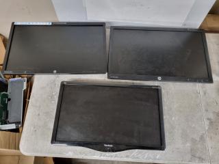 3x LCD Monitors by HP and ViewSonic