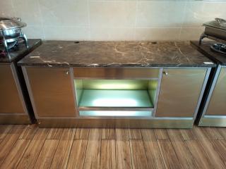 Lighted Stainless Serving Cabinet