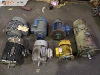 7x Assorted Single & 3-Phase Electric Induction Motors