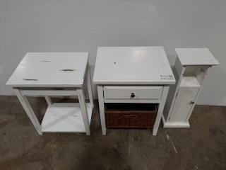 Side Table, Drawer and Pedestal Cupboard