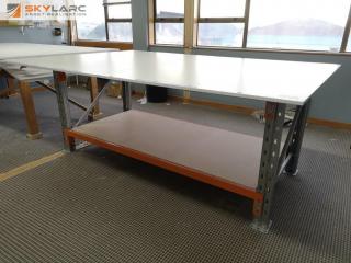 Heavy Duty Steel Workshop Table w/ Expanded Top Surface