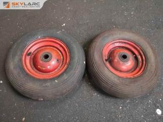 2x 390mm Diameter Pneumatic Tyres w/Wheels for Trolley or Wheel Barrel