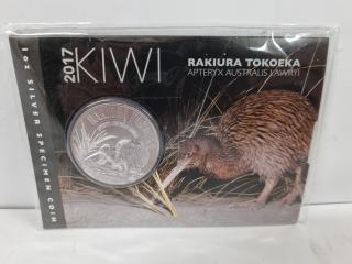 2017 Silver Specimen Kiwi Coin Rakiura Tokoeka