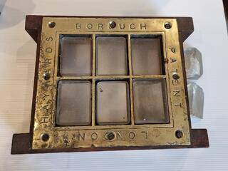 Antique Brass Steamship Deck Light Frame w/ Display Stand