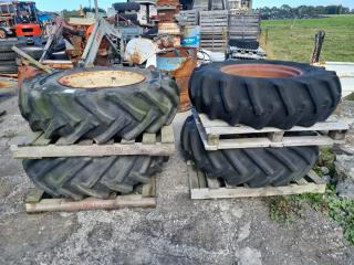 4 x Tractor Tyres with Rims 