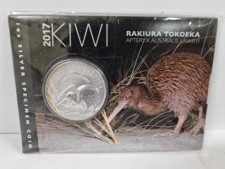 2017 Silver Specimen Kiwi Coin Rakiura Tokoeka