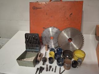 Steel Toolbox & Saw Blades, Drill Bits, Hole Saws Etc