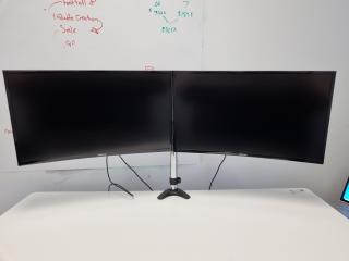 2x Samsung 27" Full HD Curved LED Monitors w/ Dual Monitor Stand