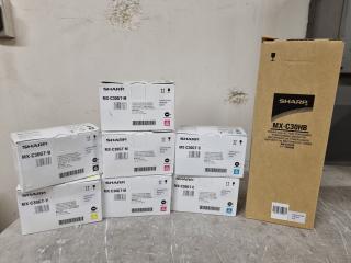 7x Sharp MX-C30GT Laser Printer Toners + Collection Container