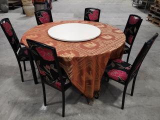 1500mm Diameter Round Restaunt Table w/ 6x Chairs