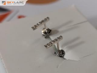 Kirsten Ash Sterling Silver Diamond Bar Earrings Bar Studs