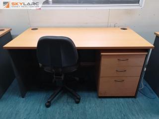 Office Workstation Desk w/ Mobile Drawer Unit & Desk Chair