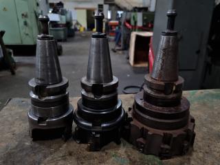 3x BT40 Tool Holders w/ Indexable Milling Cutters