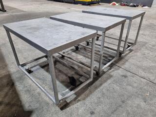 3x Small Aluminium Platform Trollies