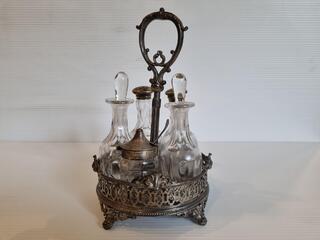 Antique Silver / Brass Cruet Set