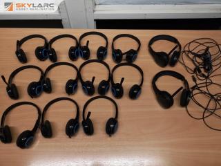 13x Assorted Logitech Wireless Headsets w/ Attached Mics