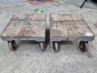 2x Small but Heavy Steel Platform Trollies
