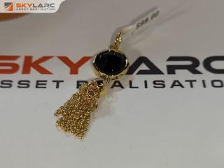 Chain Tassel Black Agate Pendant | 18k Gold Plated | KIRSTIN ASH